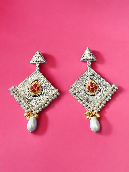 Tribal Charm Pearl Drop Earrings