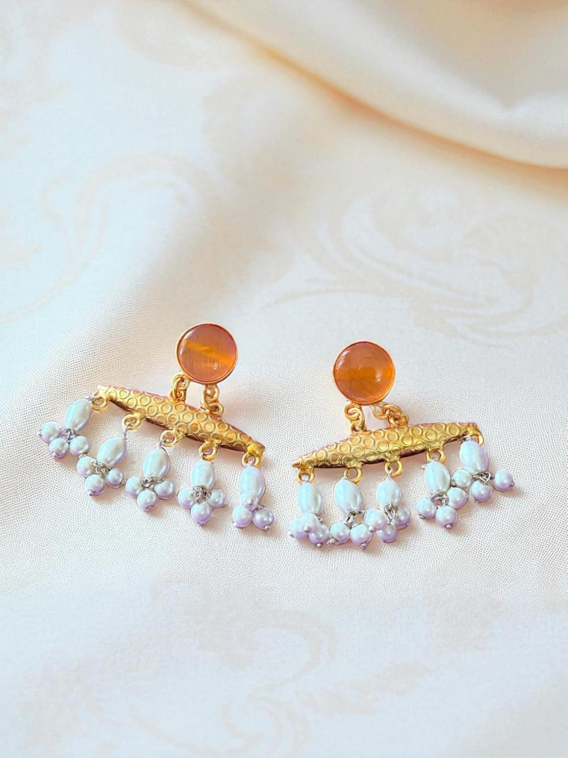 Rebekah Traditional Pearl Beaded Necklace with Earrings