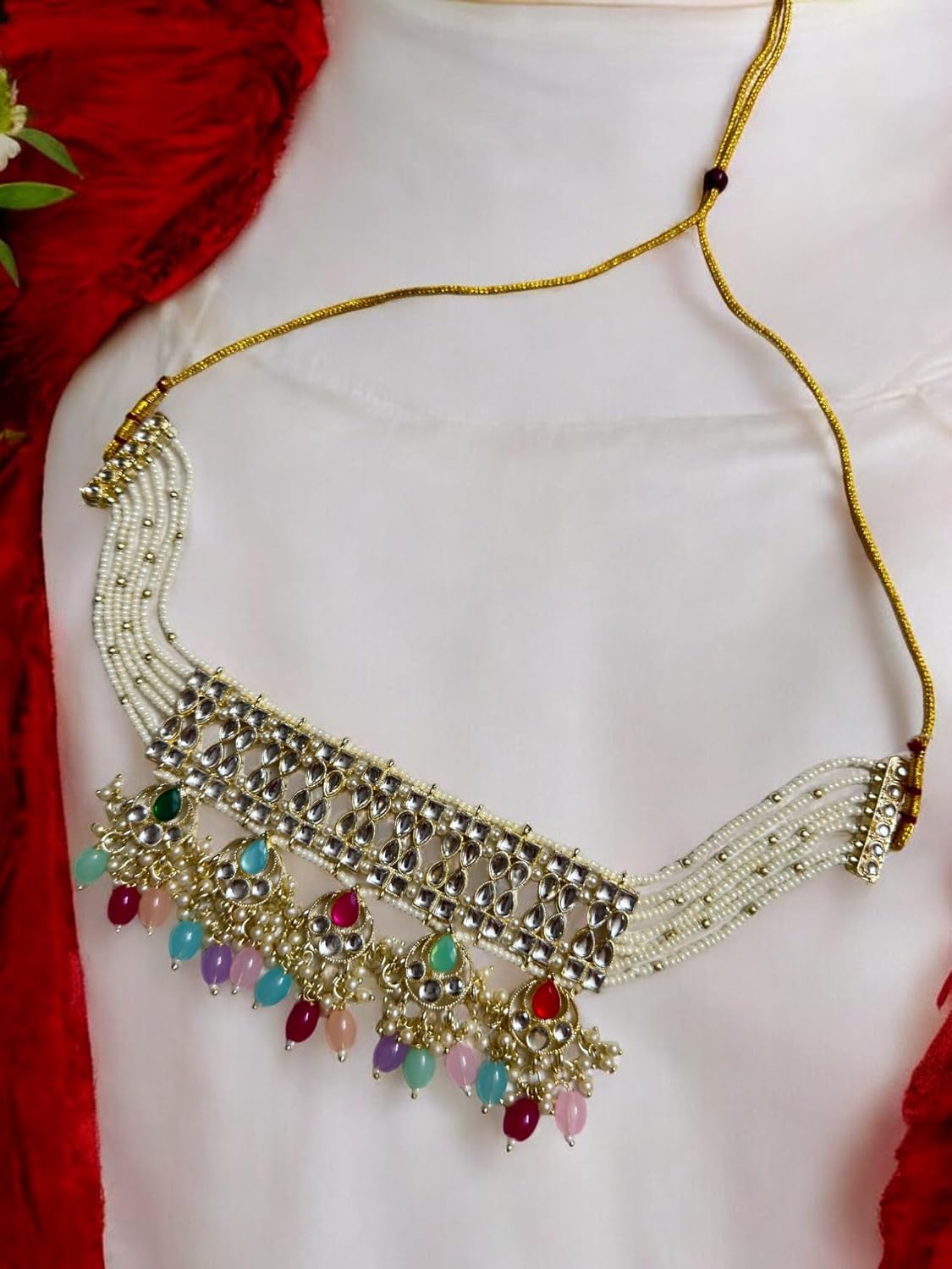 Pearl and Gold-Tone Necklace Set, Floral Design
