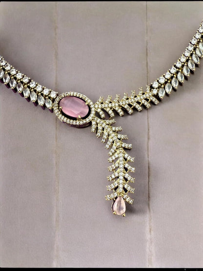 Mehendi Plating Cubic Zircon Studded Necklace Set