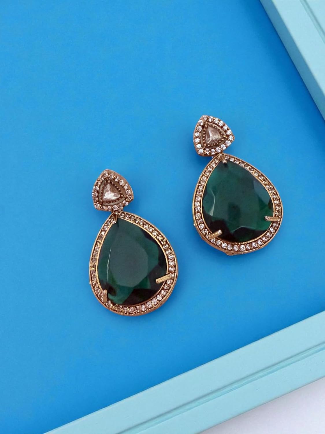 Rebekah Statement Green Pendant Charms Necklace Set