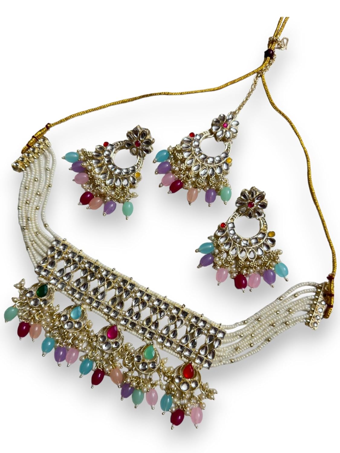 Pearl and Gold-Tone Necklace Set, Floral Design