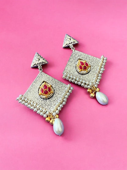 Tribal Charm Pearl Drop Earrings