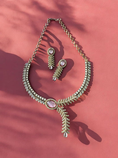 Mehendi Plating Cubic Zircon Studded Necklace Set