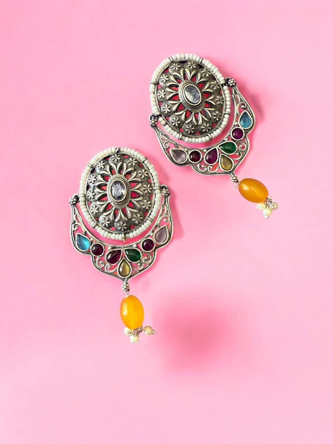 Boho Bloom Multi Oxidised Earrings