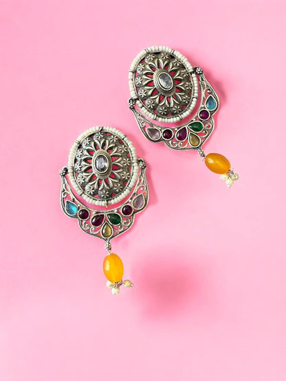 Boho Bloom Multi Oxidised Earrings