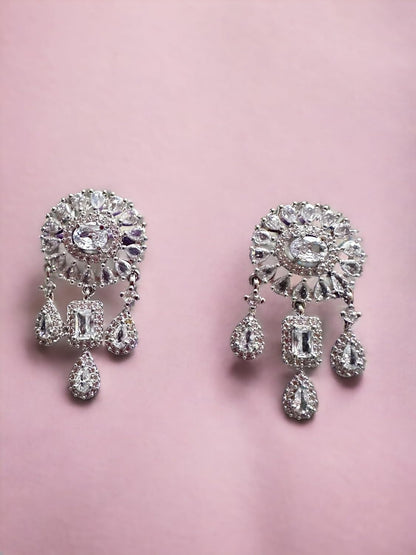 Elegant Diamante Necklace Set, Sparkling Crystals