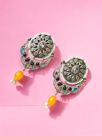 Boho Bloom Multi Oxidised Earrings