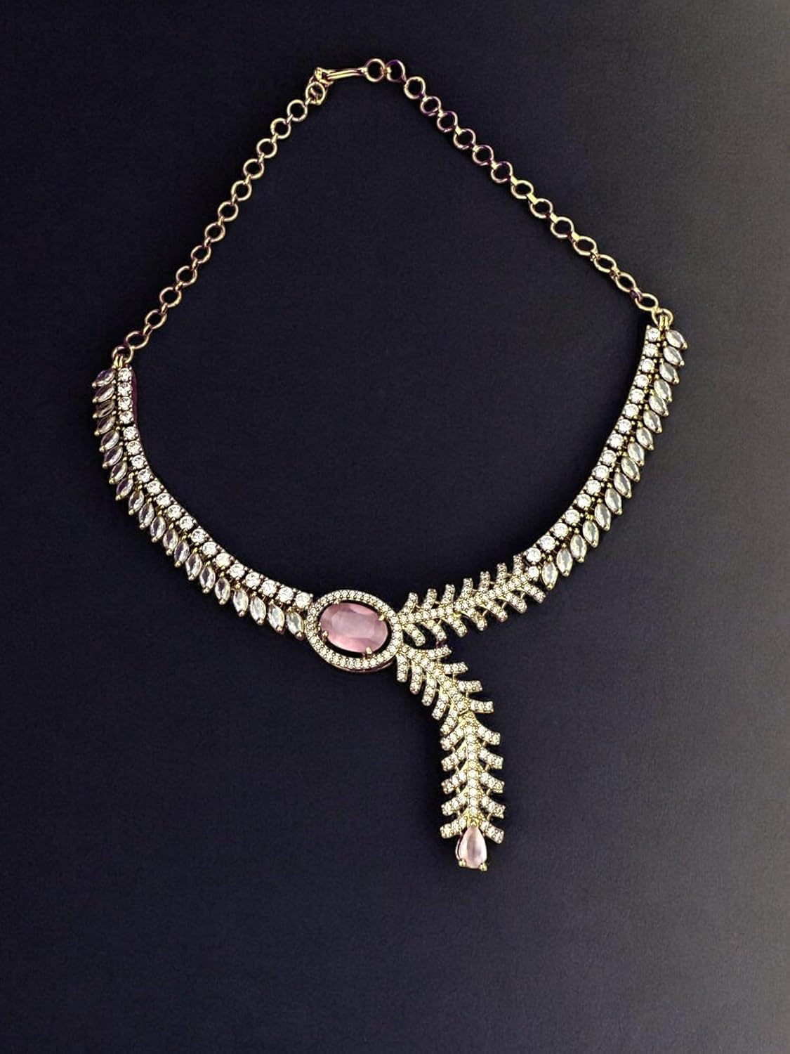Mehendi Plating Cubic Zircon Studded Necklace Set