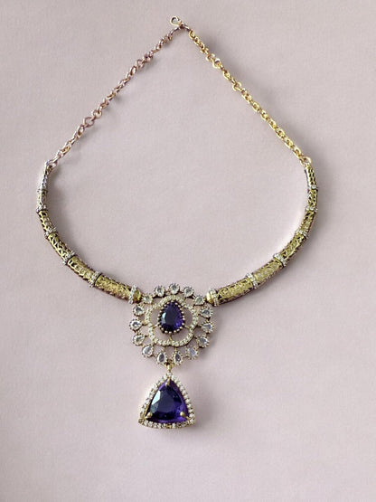 Rebekah Gold Plated Purple Cubic Zircon Studded Jewellery Set
