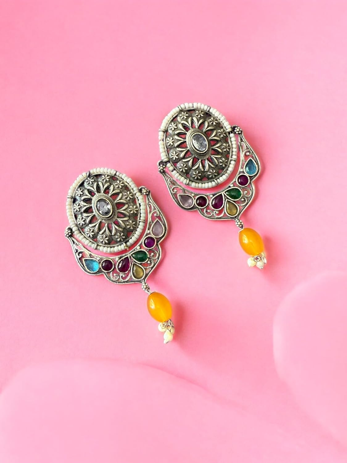 Boho Bloom Multi Oxidised Earrings