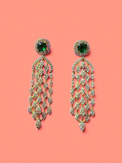 Rebekah Statement Green Crystal Look Necklace Set