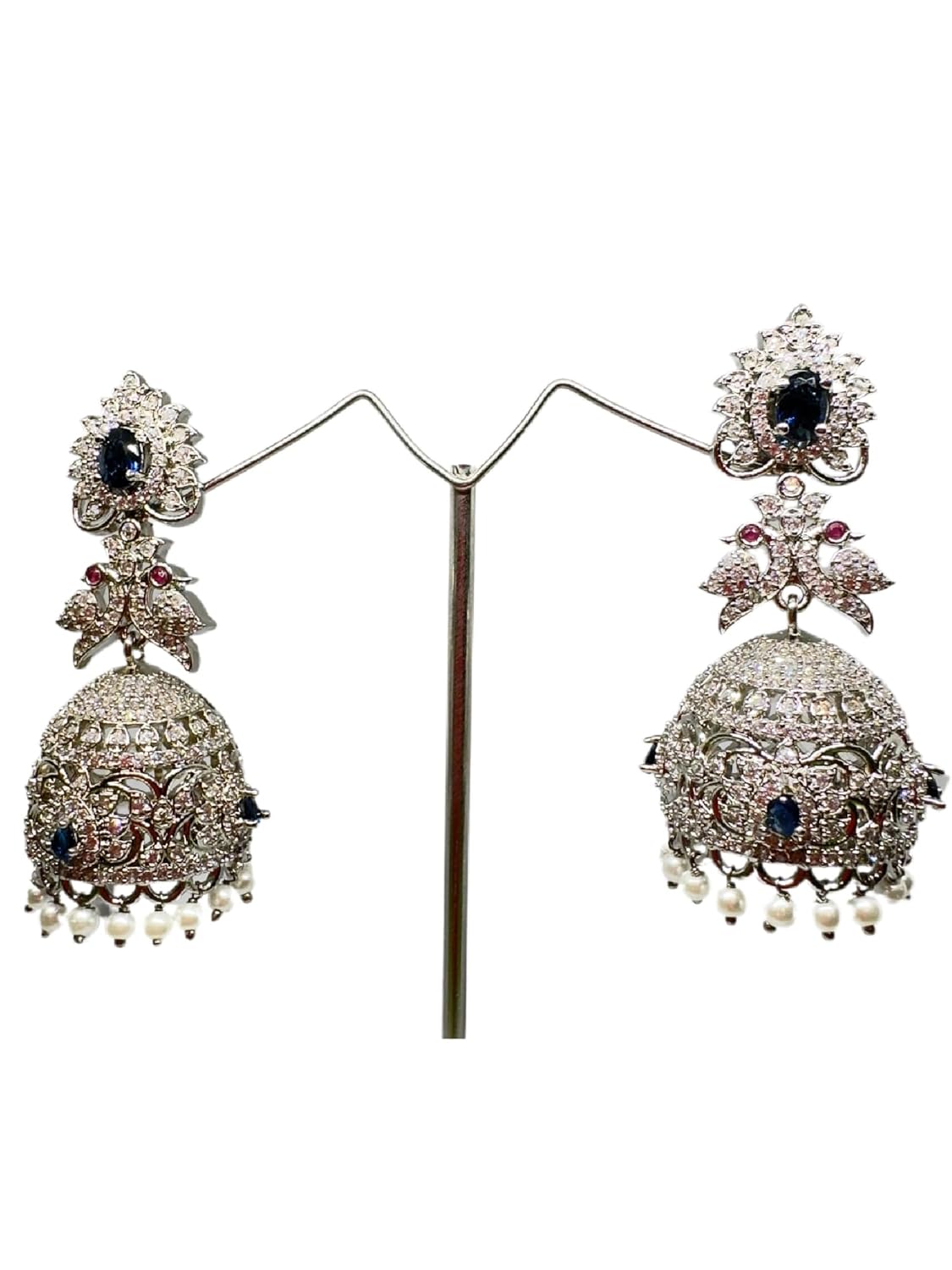 Indian Dangle Earrings for Women, Silver Color