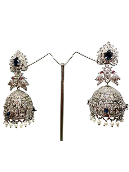 Indian Dangle Earrings for Women, Silver Color