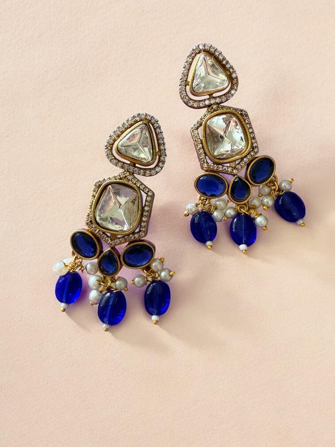Rebekah Midnight Blue Royalty Kundan Studded Necklace Set