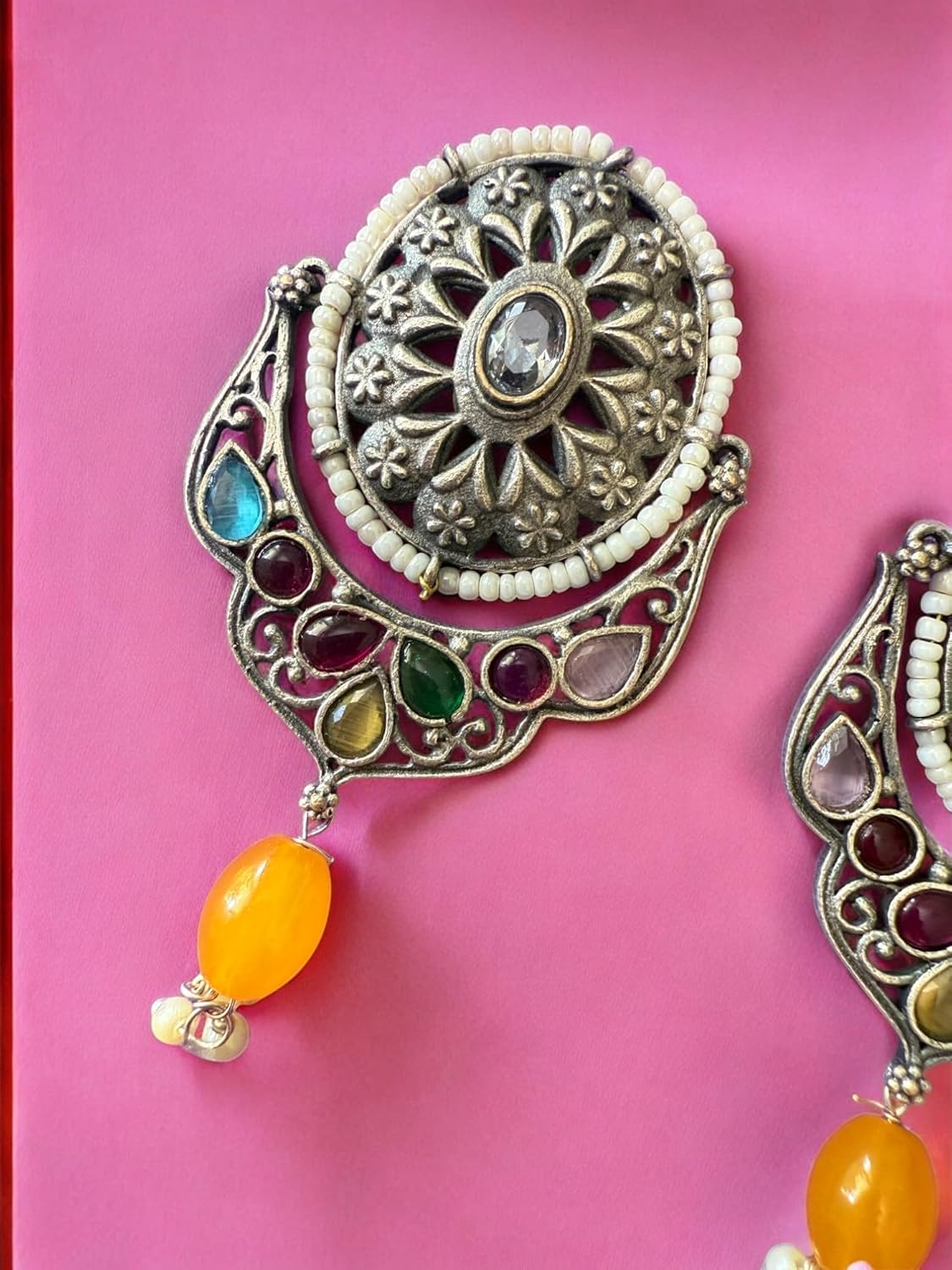 Boho Bloom Multi Oxidised Earrings