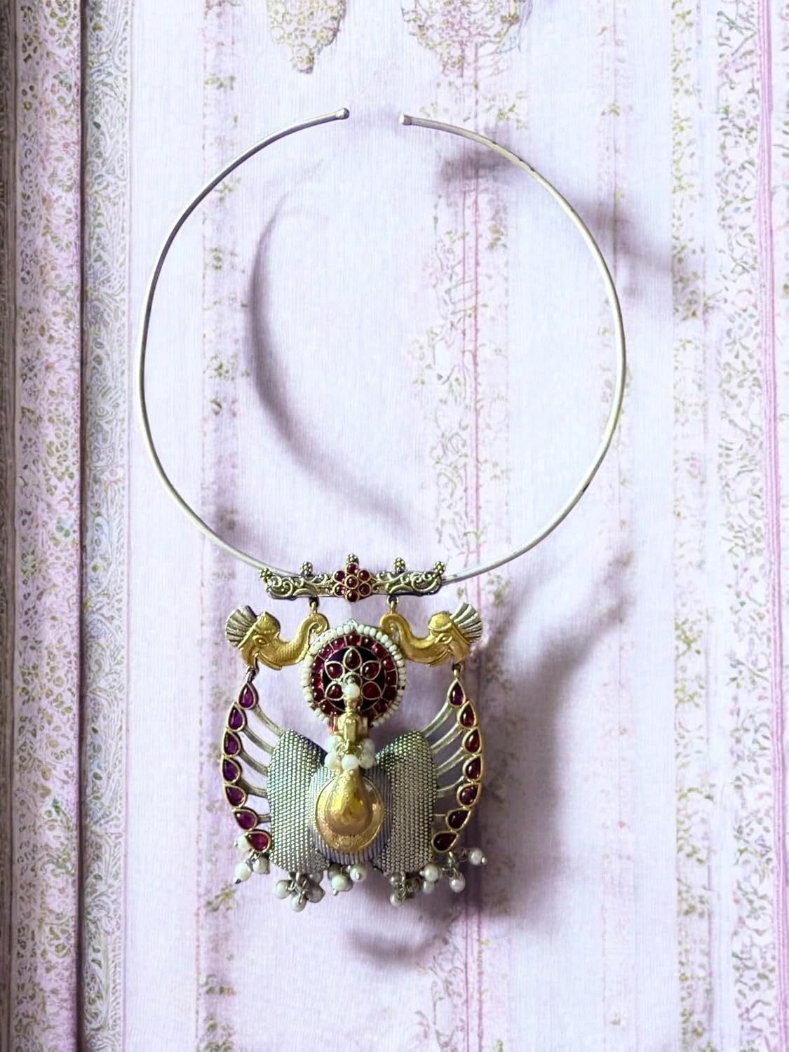 Rebekah Peacock Royalty Tribal Choker Set with Kemp s & Ghungroo Accents