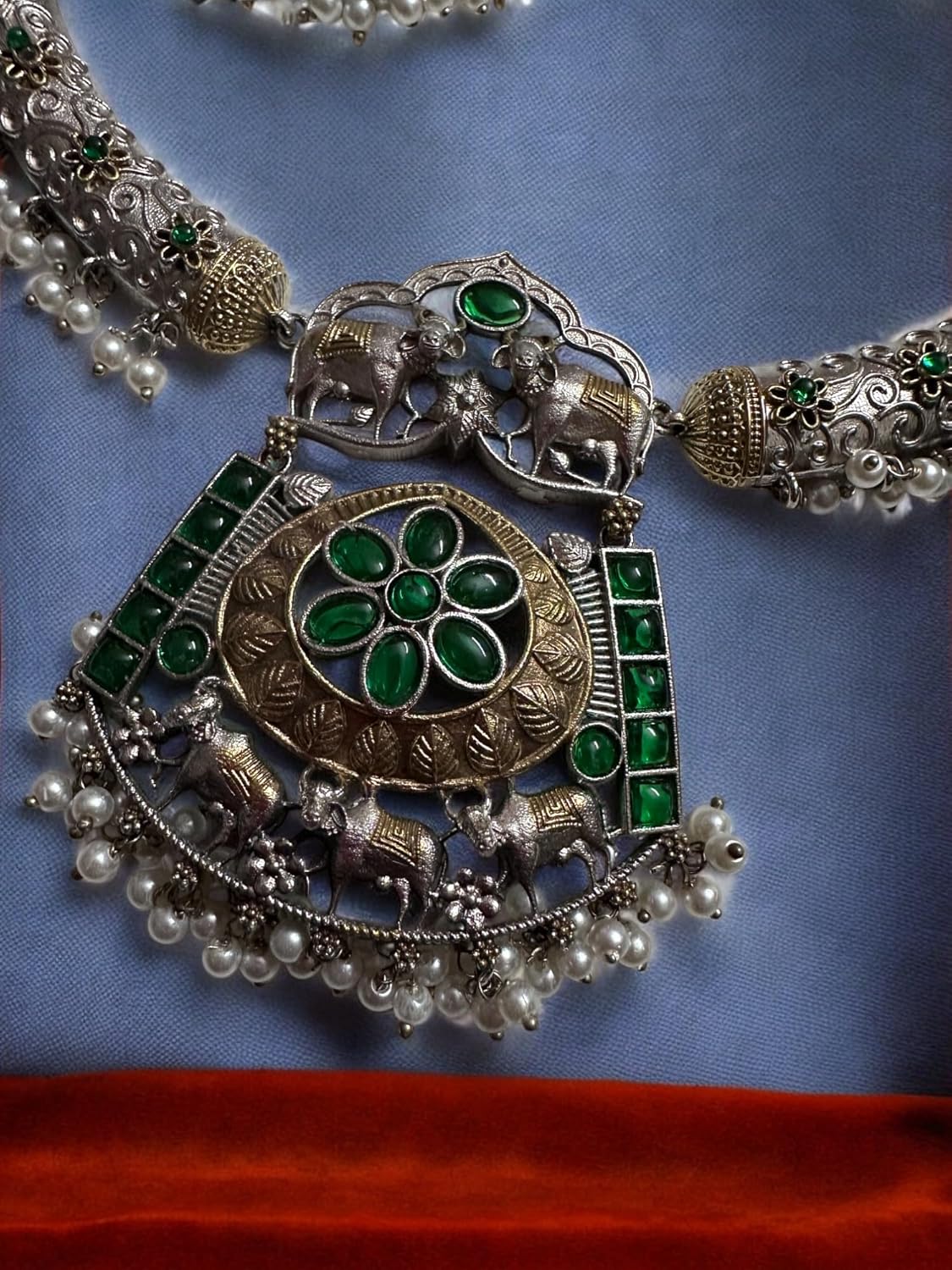 Dual Tone Husli Style Kundan Necklace Set