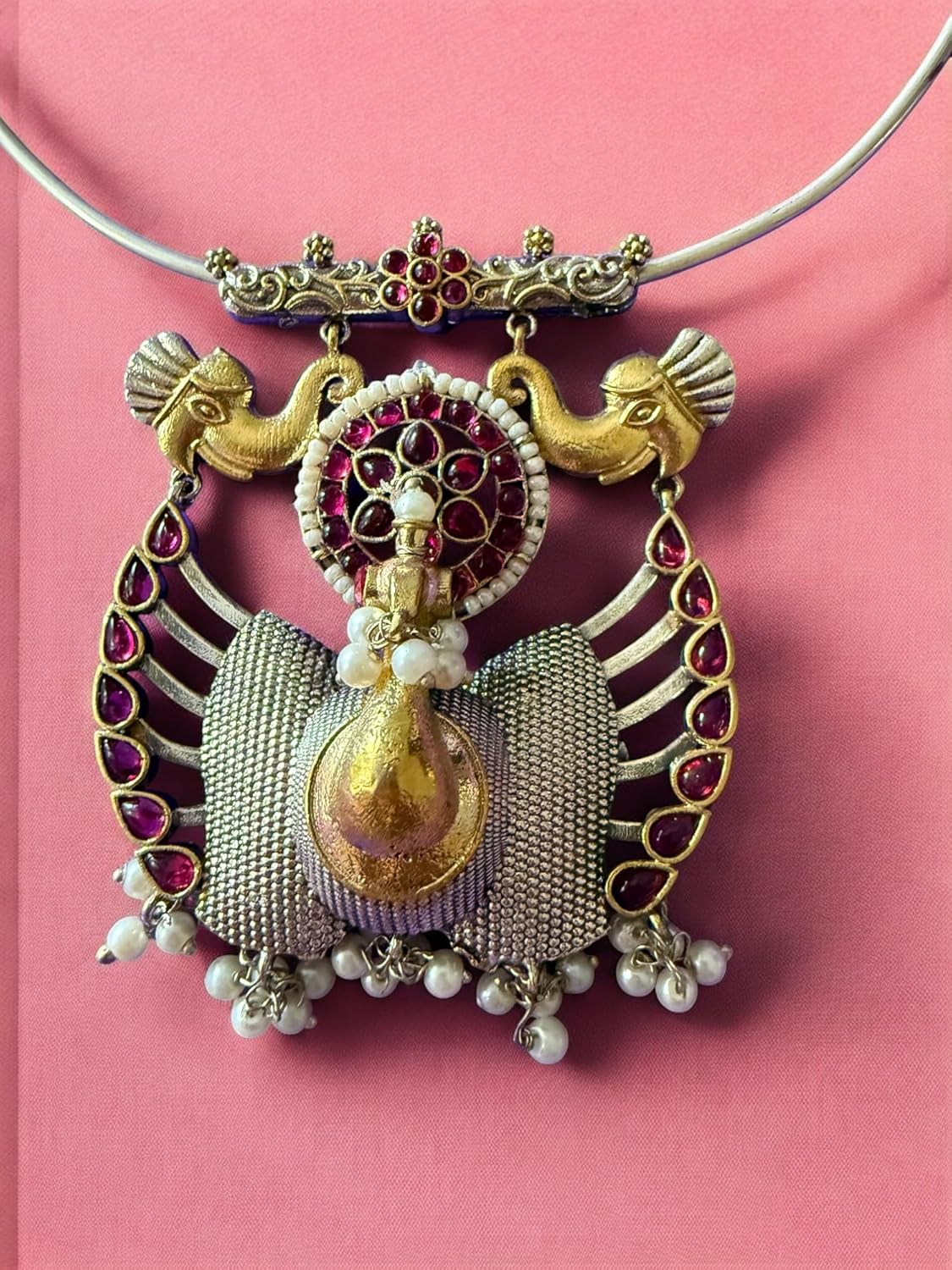 Rebekah Peacock Royalty Tribal Choker Set with Kemp s & Ghungroo Accents
