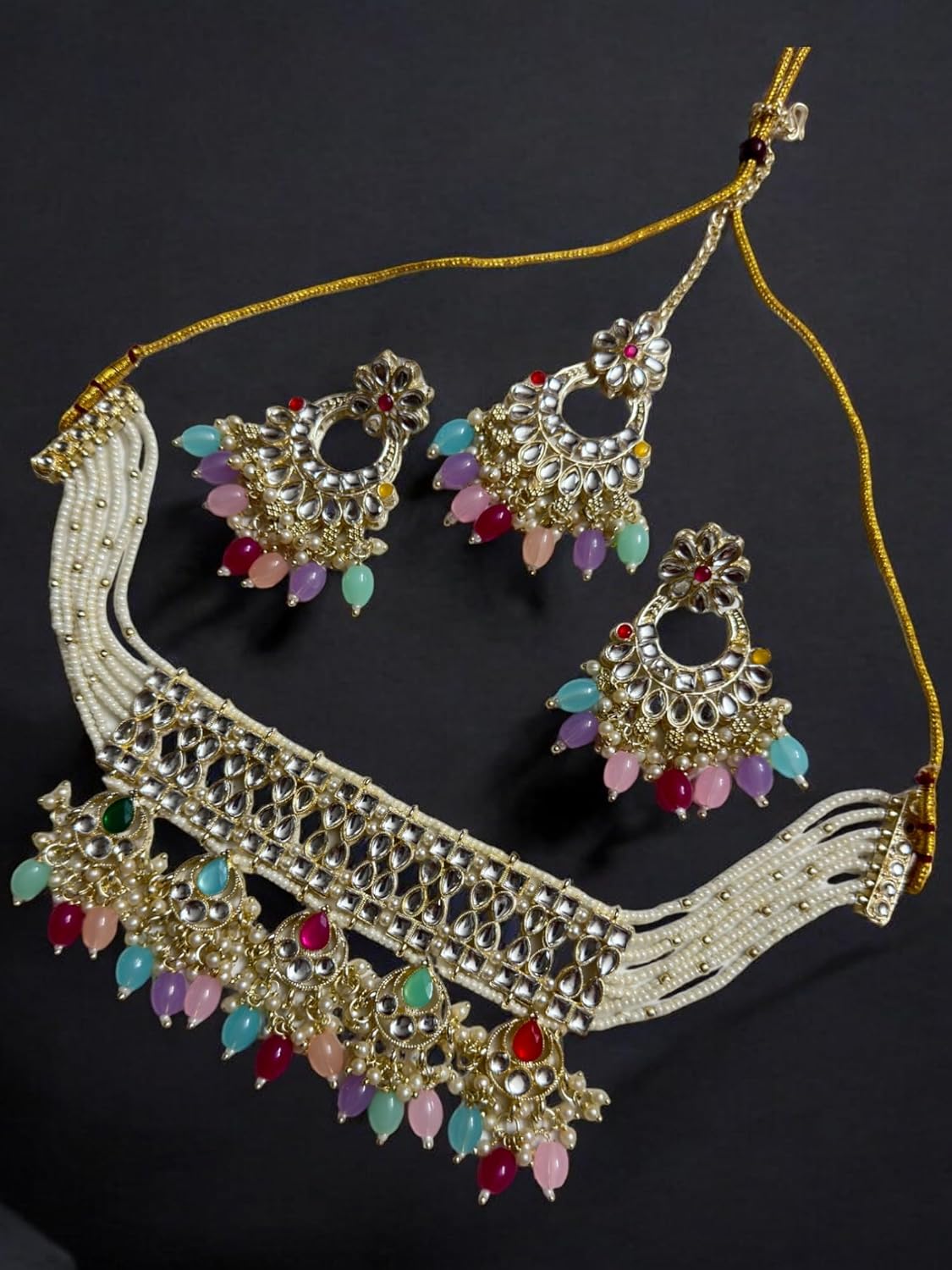 Pearl and Gold-Tone Necklace Set, Floral Design