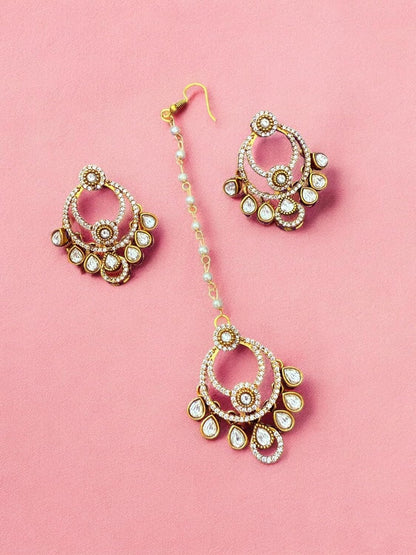 Rebekah Emerald Elegance Kundan Encrusted Bridal Choker Set with Maangtika