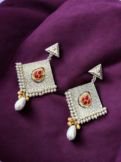 Tribal Charm Pearl Drop Earrings