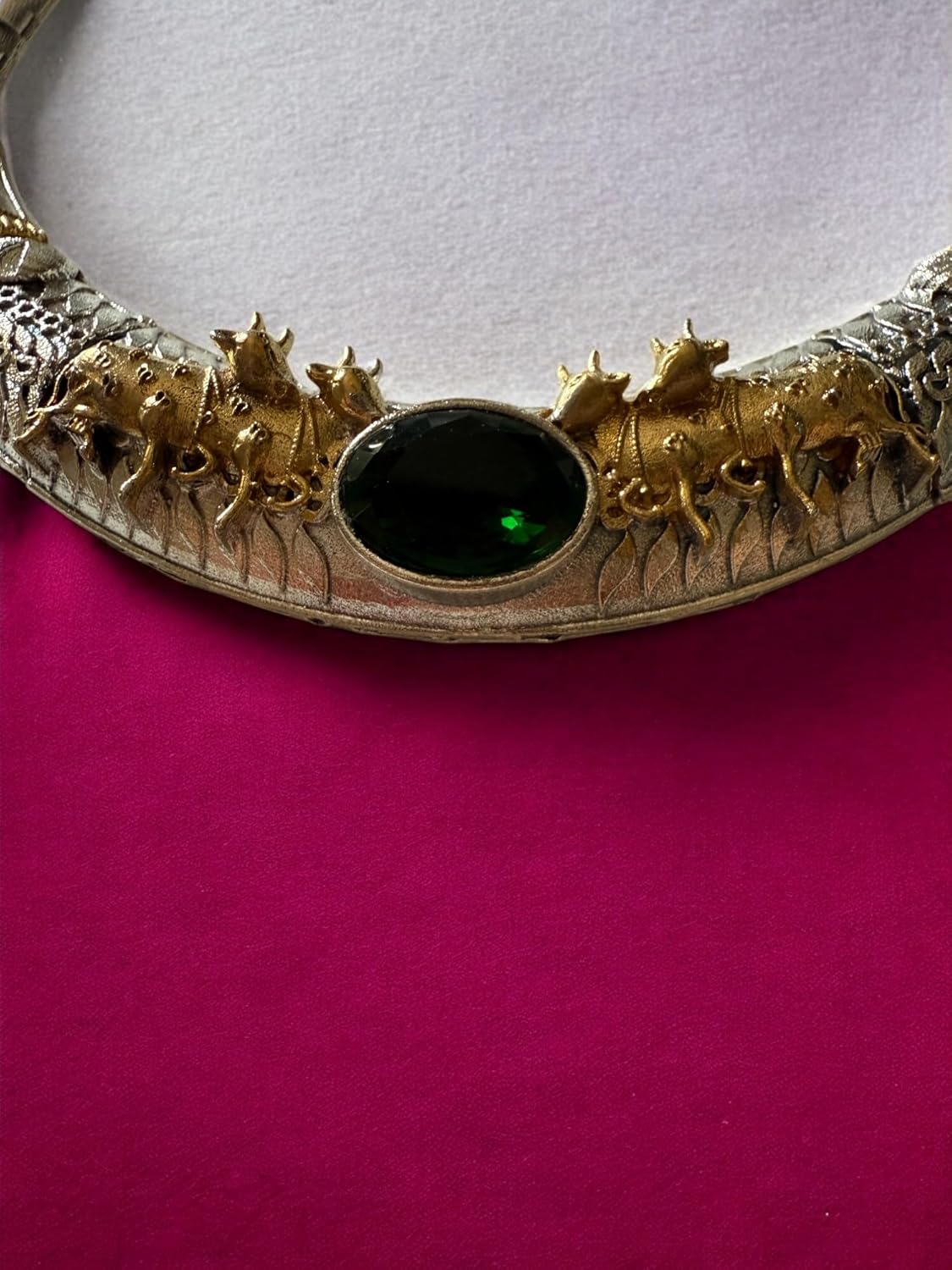 Rebekah Swarna Vahan Tribal Torque Oxidized Necklace with Bull Motif