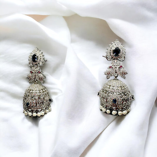 Indian Dangle Earrings for Women, Silver Color