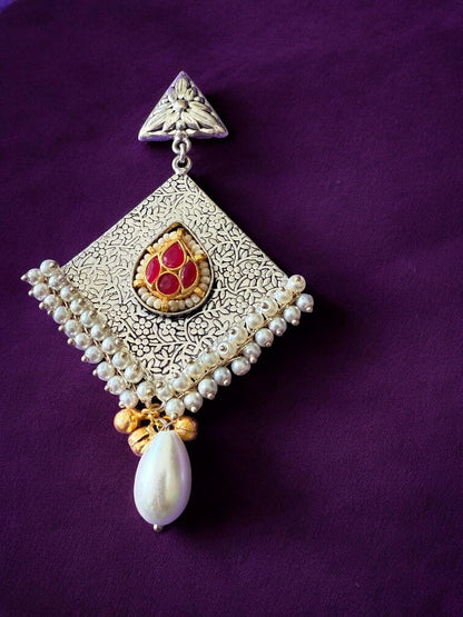 Tribal Charm Pearl Drop Earrings