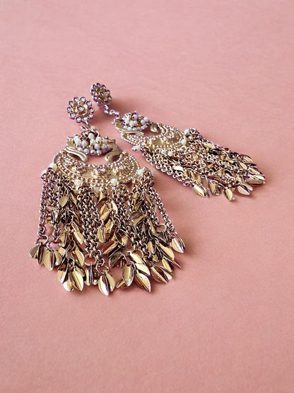 Golden Cascade Chaandbali Earrings