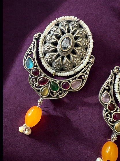 Boho Bloom Multi Oxidised Earrings