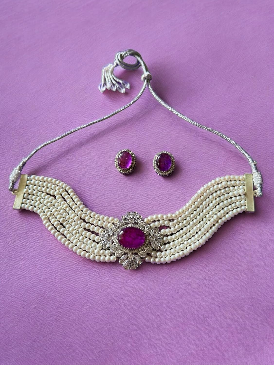 Rebekah Amethyst Majesty Pearl Choker Set