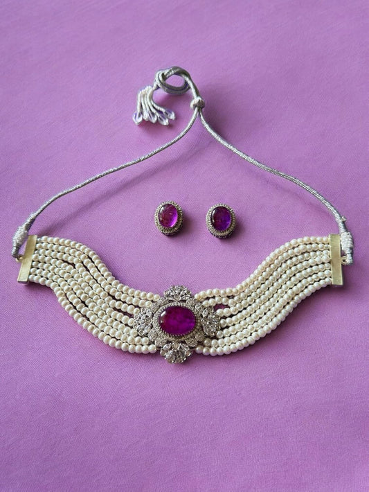Rebekah Amethyst Majesty Pearl Choker Set