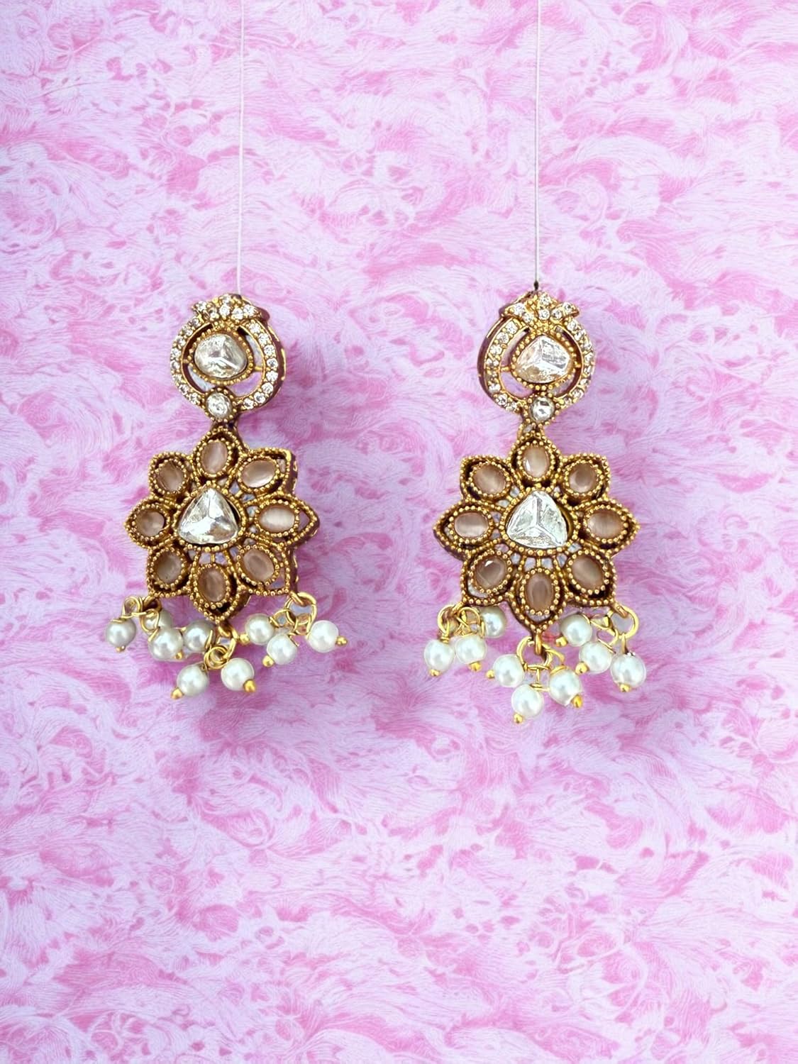 Rebekah Royal Radiance Antique Kundan Cutout Hasli Necklace Set with Tear Drops