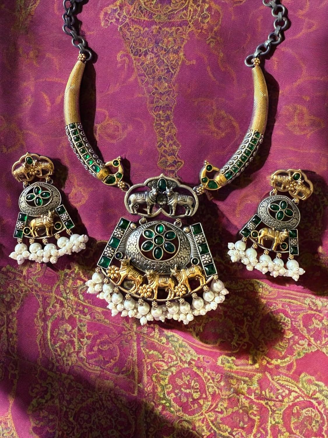 Rebekah Antique Hasli Set with Elephant & Deer Motifs