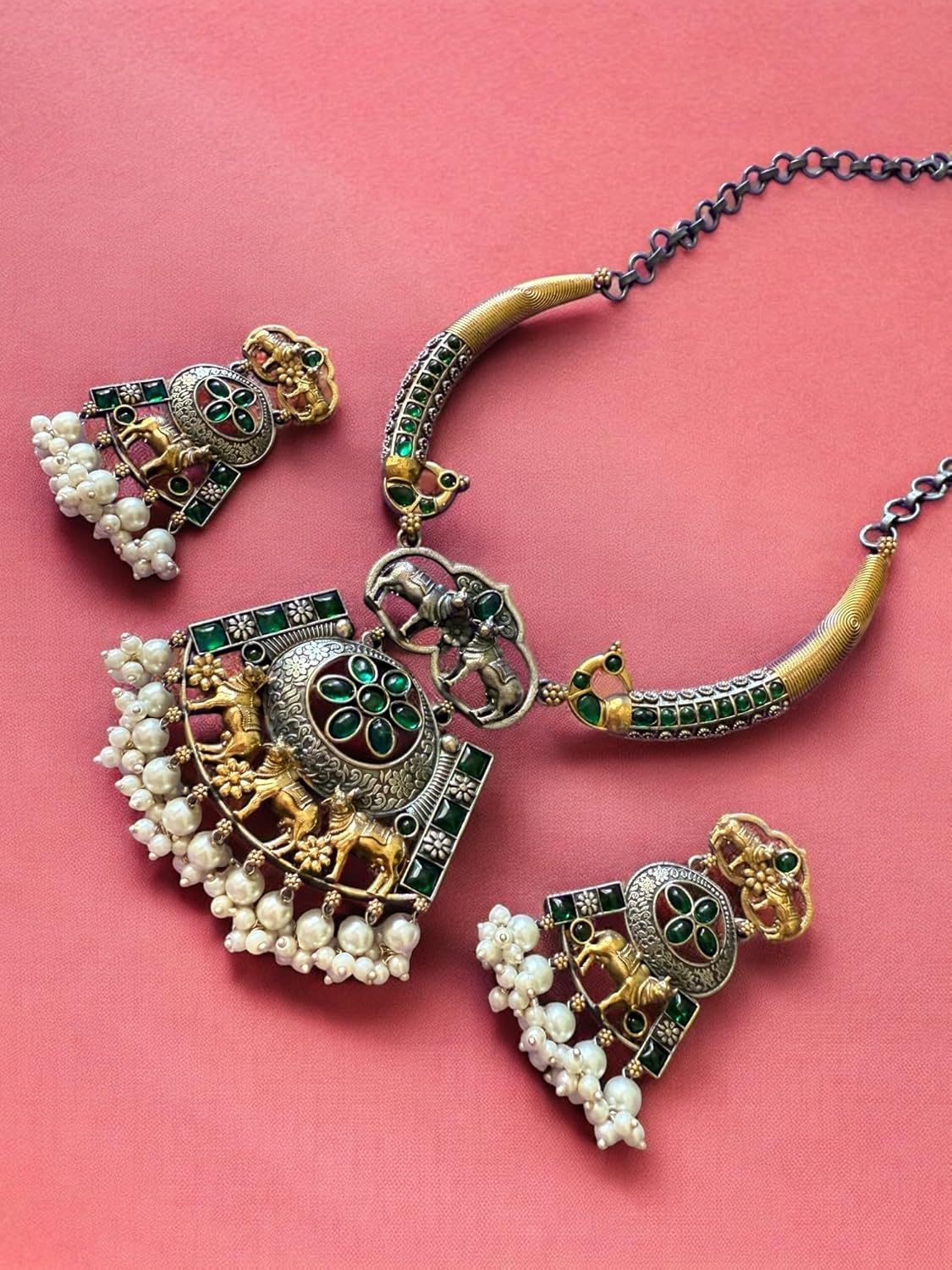 Rebekah Antique Hasli Set with Elephant & Deer Motifs