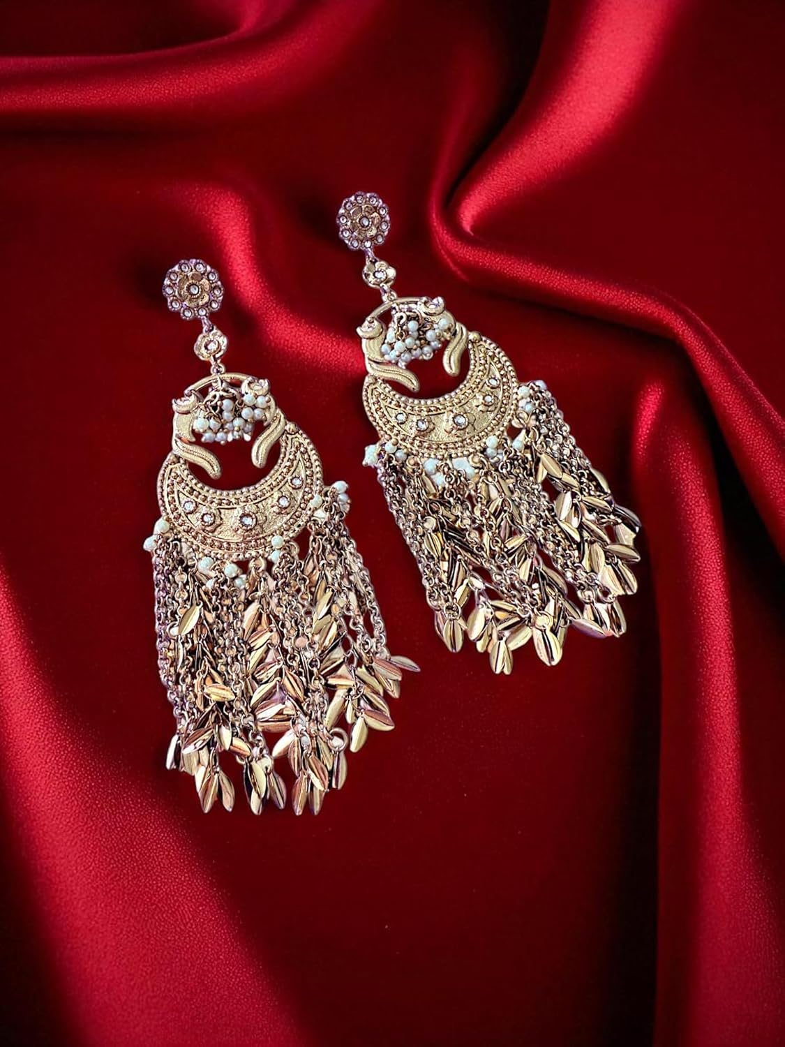 Golden Cascade Chaandbali Earrings
