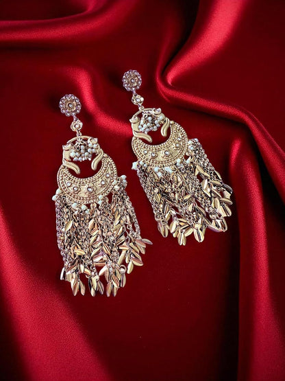 Golden Cascade Chaandbali Earrings