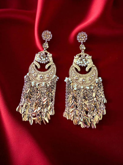 Golden Cascade Chaandbali Earrings