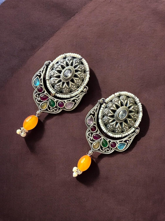 Boho Bloom Multi Oxidised Earrings