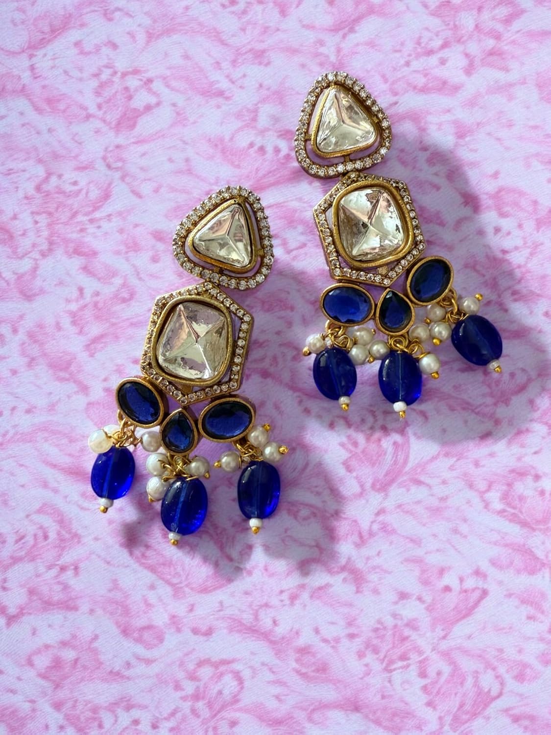 Rebekah Midnight Blue Royalty Kundan Studded Necklace Set