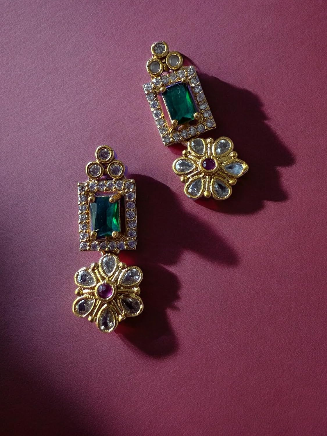 Rebekah Gold Plated Purple Cubic Zircon Studded Jewellery Set