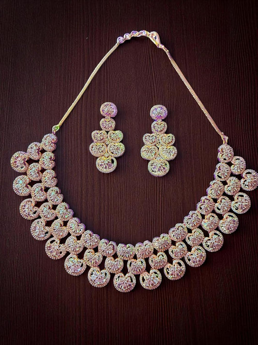 Rebekah Bridal Statement Premium Floral Look Necklace Set