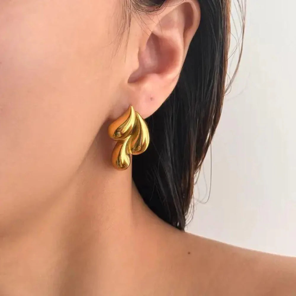 Bold Gold Drip Statement Earrings