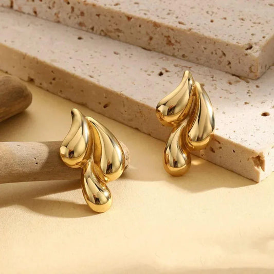 Bold Gold Drip Statement Earrings