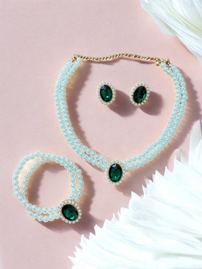 Elegant Imitation Pearl Beaded Choker Set
