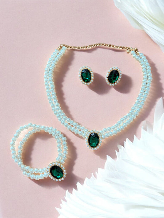 Elegant Imitation Pearl Beaded Choker Set