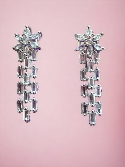 Silver Plated Stone Studded Necklace with Earring