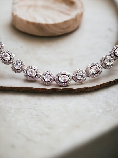 Stone Studded Crystal Necklace Set with Earring