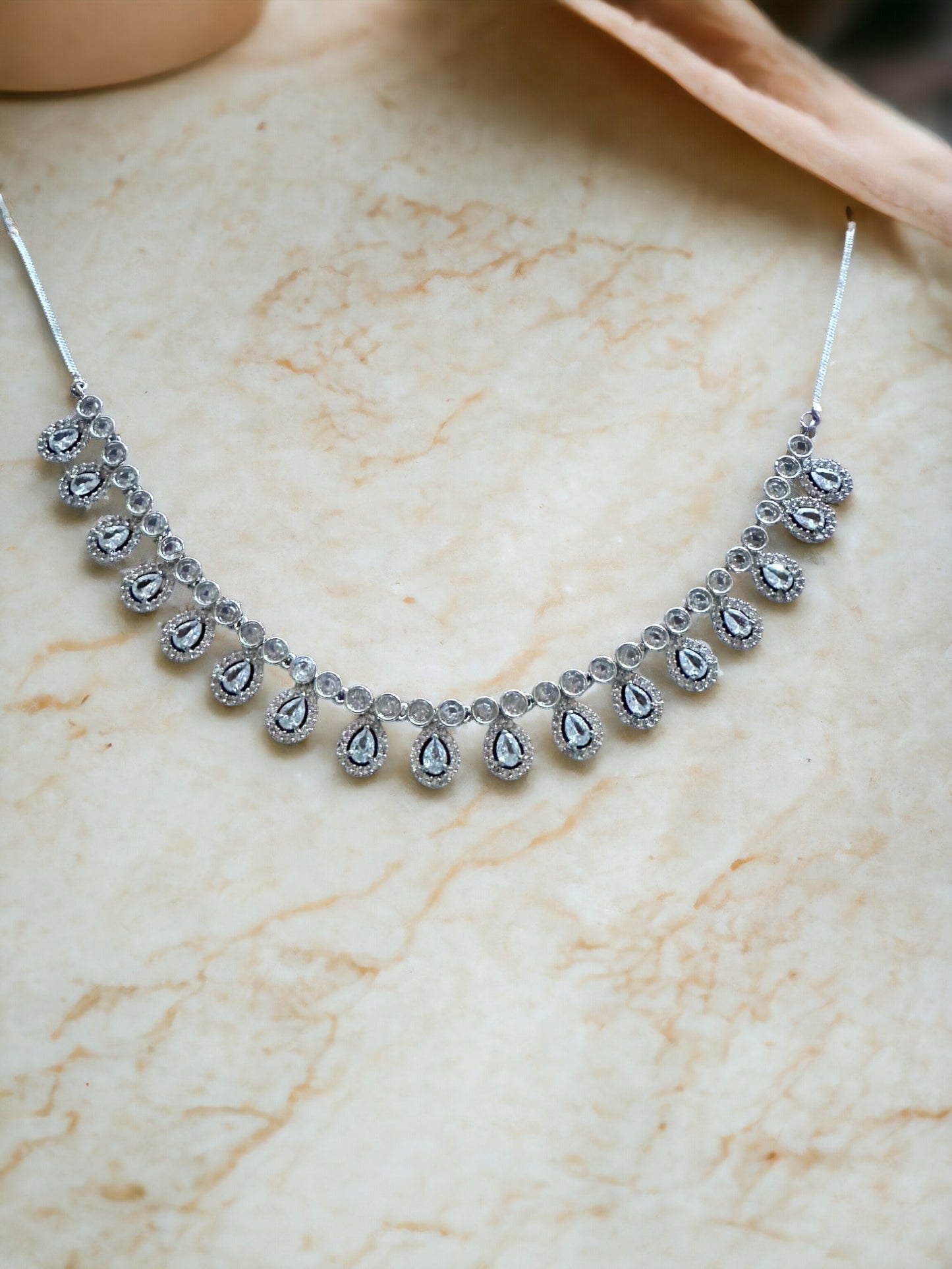 Premier Cubic Zircon Silver Necklace Set